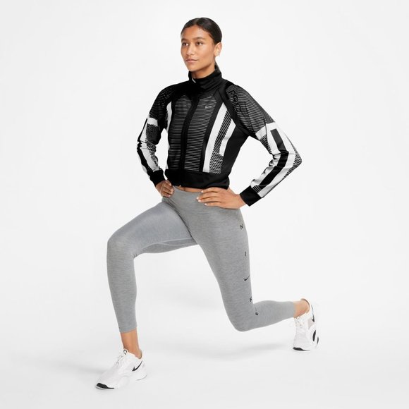 Nike Pro Cropped Knit Zip Up Jacket High Neck - Picture 3 of 14